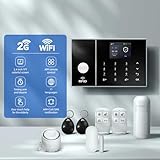 Drahtloses alarmanlage Wohnung,GSM/WiFi komplettes alarmsystem mit 120-dB-Alarmsirene, intelligenter Fernbedienung, LCD-Display, Sprachansage, Sicherheit für Zuhause, Büro - 2