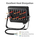 Lepro 20W LED Strahler Außen, 1700LM Superhell Außenstrahler IP65 Wasserdicht Fluter 5000K Scheinwerfer, Flutlicht Aussenleuchte für Garten, Garage, Hotel, Sportplatz, Keine Bewegungsmelder[2 Stücke] - 5