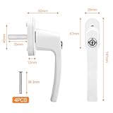 Avesteir 2 Stück fenstergriffe abschliessbar, fenstergriff abschließbar Aluminium, balkontürgriff kindersicherung mit Schlüsseln und Schrauben, Fenstersicherung, für Fenster & Terrassentür (weiß) - 2