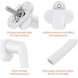 Avesteir 2 Stück fenstergriffe abschliessbar, fenstergriff abschließbar Aluminium, balkontürgriff kindersicherung mit Schlüsseln und Schrauben, Fenstersicherung, für Fenster & Terrassentür (weiß) - 6