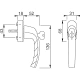 HOPPE 10763968 ATLANTA Sicherheits-Fenstergriff Secustik m. Rast. 45°,VK 7 x 32-42 mm, weiß mit erhöhtem Einbruchsschutz mit Sperrzylinder, farbe - 3