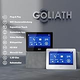 Goliath Basic Video Türsprechanlage, 2 Draht Bus, 2X 7 Monitor, Aufputz Türklingel mit Kamera, Gegensprechanlage mit Türöffner und Klingel, 1 Familienhaus, Plug & Play, Smartphone App, AV-BLS-09A - 2
