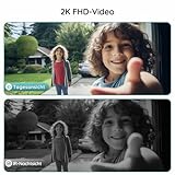 BOIFUN WLAN Video Türklingel mit Kamera, 2K-HD-funkklingel mit Kamera, 2.4GHz WLAN, Nachtsicht, PIR Bewegungserkennung, 2-Wege-Audio, Kompatibel mit Alexa, Unterstützt SD & Cloud-Speicher, mit Chime - 2