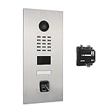 DoorBird D2101V Türstation mit ekey sLine Fingerprint (Edelstahlgehäuse, Fingerprint Schwarz, Controller), Sprechanlage mit biometrischer Zutrittslösung zur Unterputzmontage, 15 W, 15 V, Edelstahl V4A - 4