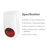 AGSHOME Stroboskop-Außensirene mit Alarm 130 dB und LED-Sicherheitslicht, rot, blinkend, abschreckend, Fernalarm, kompatibel mit Alarmsystem AGSHOME - 5