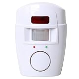TRIXES Kabelloser Bewegungsmelder für Schuppen, Sicherheit zu Hause, batteriebetrieben, für Sommergaragen, Wohnwagen, Alarmanlage, mit 2 x Fernbedienung Weiß - 2