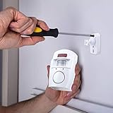 TRIXES Kabelloser Bewegungsmelder für Schuppen, Sicherheit zu Hause, batteriebetrieben, für Sommergaragen, Wohnwagen, Alarmanlage, mit 2 x Fernbedienung Weiß - 4