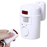 TRIXES Kabelloser Bewegungsmelder für Schuppen, Sicherheit zu Hause, batteriebetrieben, für Sommergaragen, Wohnwagen, Alarmanlage, mit 2 x Fernbedienung Weiß - 7