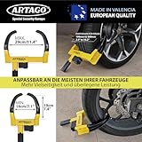 ARTAGO ART872 Hochwertige Radkralle 2in1 Ohne/Mit Alarm 120dB+LED, Die Sicherste Parkkralle, Patentiert, Rostgeschützt, Wegfahrsperre Reifenkralle für Auto Wohnmobil Wohnwagen Anhänger - 7
