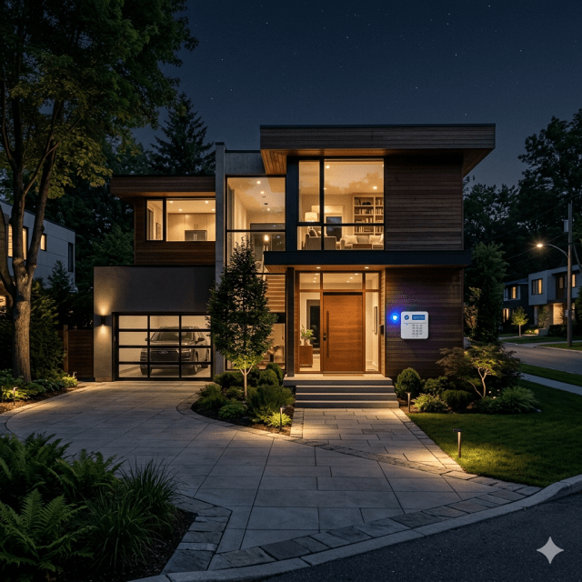 Haus ausgerüstet mit Alarmanlagen