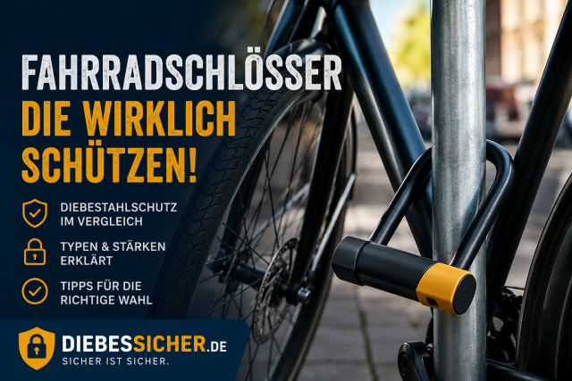 An einem Fahrradst&auml;nde gesichertes Fahrrad mit einem B&uuml;gelschloss